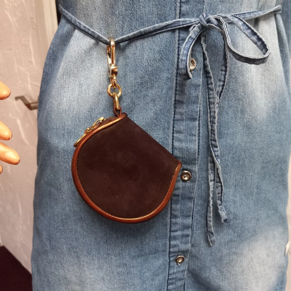 Dooney & Bourke 1995, Nubuck Coin Purse, Dyed Mahogany